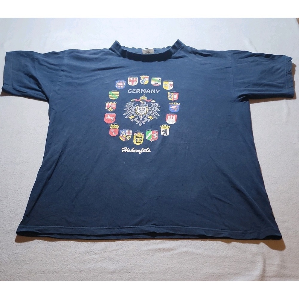B&C Exact 150 Mens Germany Graphic T Shirt Blue Size M Hohenfels Coat of Arms